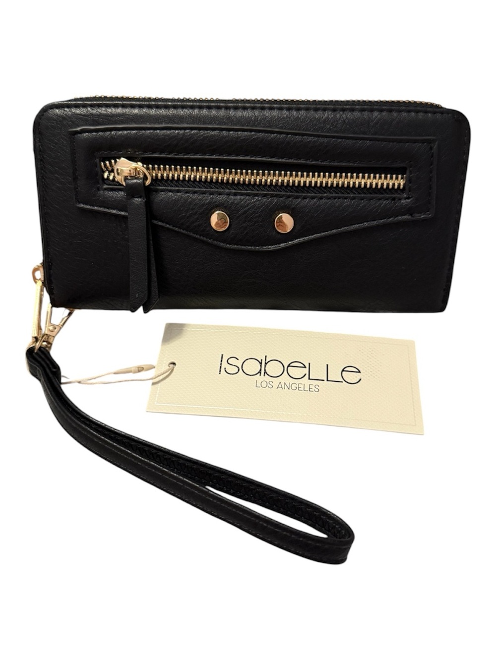Isabelle Los Angeles Black Zip-Around Wristlet Wallet